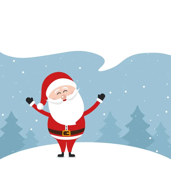 Санта-Клаус сжимает пузырь пустого пространства веселыми поздравлениями — стоковый вектор
