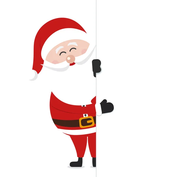 Санта-Клаус стоять за баннером знак изолированный белый фон — стоковый вектор