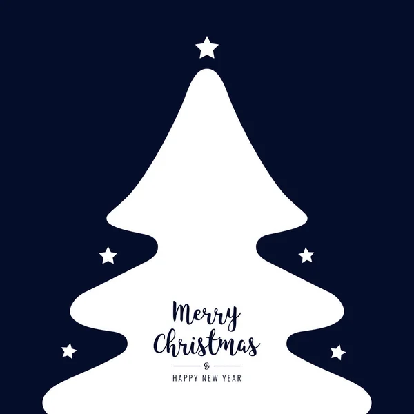 Weihnachtsbaum Silhouette Sterne weiße Grüße Text blau backgr — Stockvektor