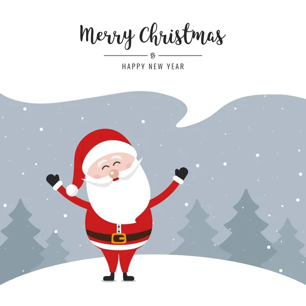 Santa claus speech bubble merry christmas gretting text snow lan — Stock Vector