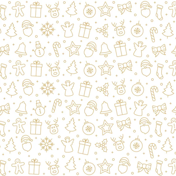 Feliz navidad icono patrón elementos oro blanco fondo — Archivo Imágenes Vectoriales