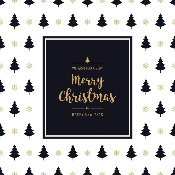 Weihnachtskarte gruß text golden rand rahmen baum muster ba — Stockvektor