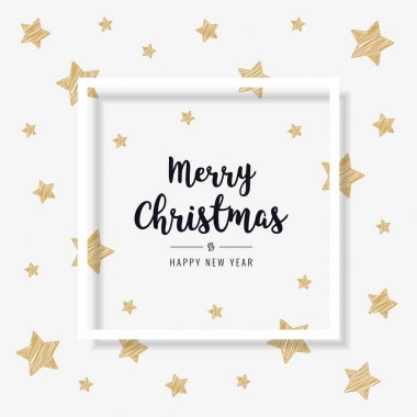 çerçeve kartı karalama Altın yıldızlar arka plan tebrik Noel