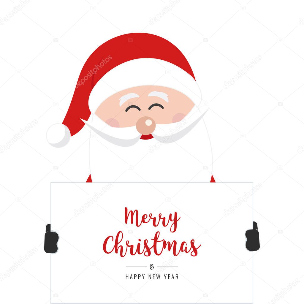 santa claus hold empty banner white isolated background