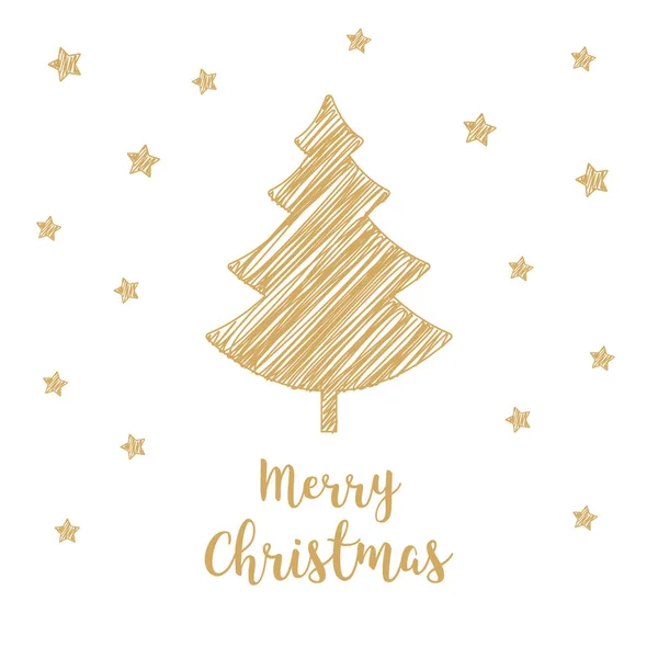 Vánoční stromeček zlatý blahopřání Klikyháky kreslení textu elektri — Stockový vektor