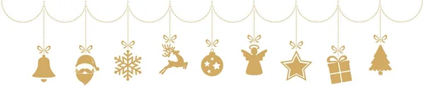 クリスマスの黄金の飾り要素分離ぶら下がっている白い表現 — ストックベクタ