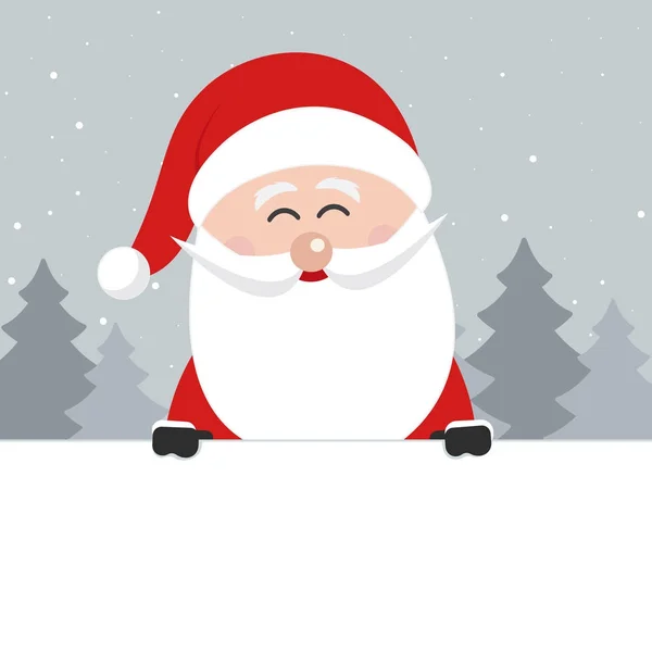 Santa claus achter leeg banner weergegeven: Kerstmis begroeting — Stockvector