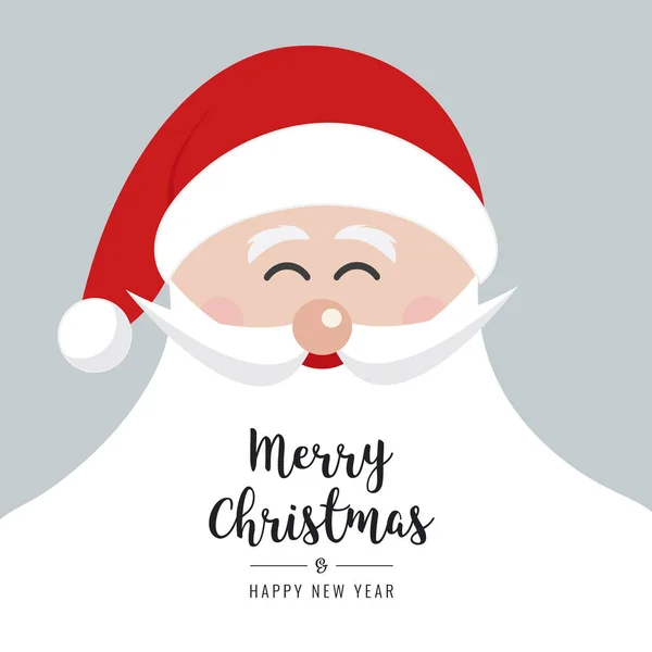 Santa claus face smile big beard christmas gretting text card ba — Stock Vector