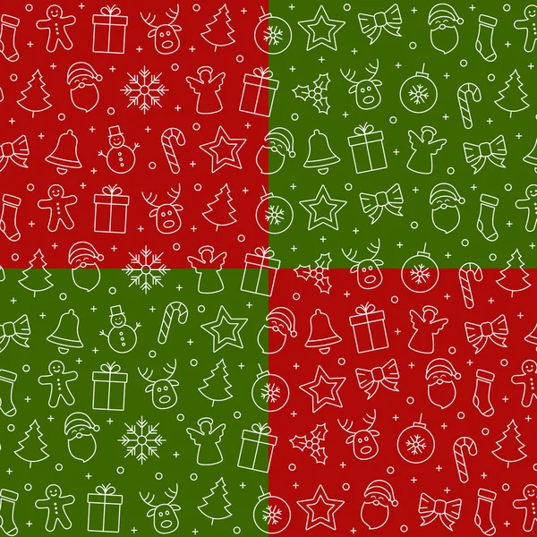 Kerst patroon elementen rood groen pictogramachtergrond — Stockvector