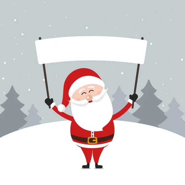 Santa claus håll banner sign visar jul text hälsning win — Stock vektor