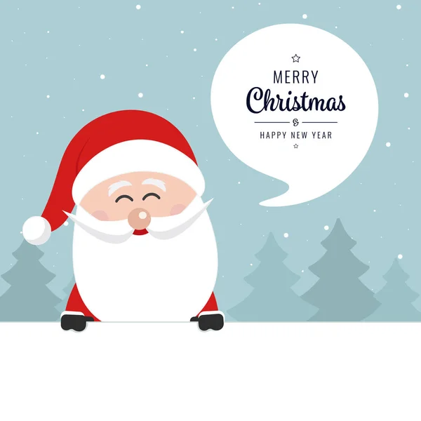 Santa claus banner merry christmas greeting speech bubble text w — Stock Vector