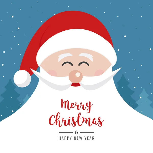 Santa claus face smile big beard christmas gretting text card wi — Stock Vector