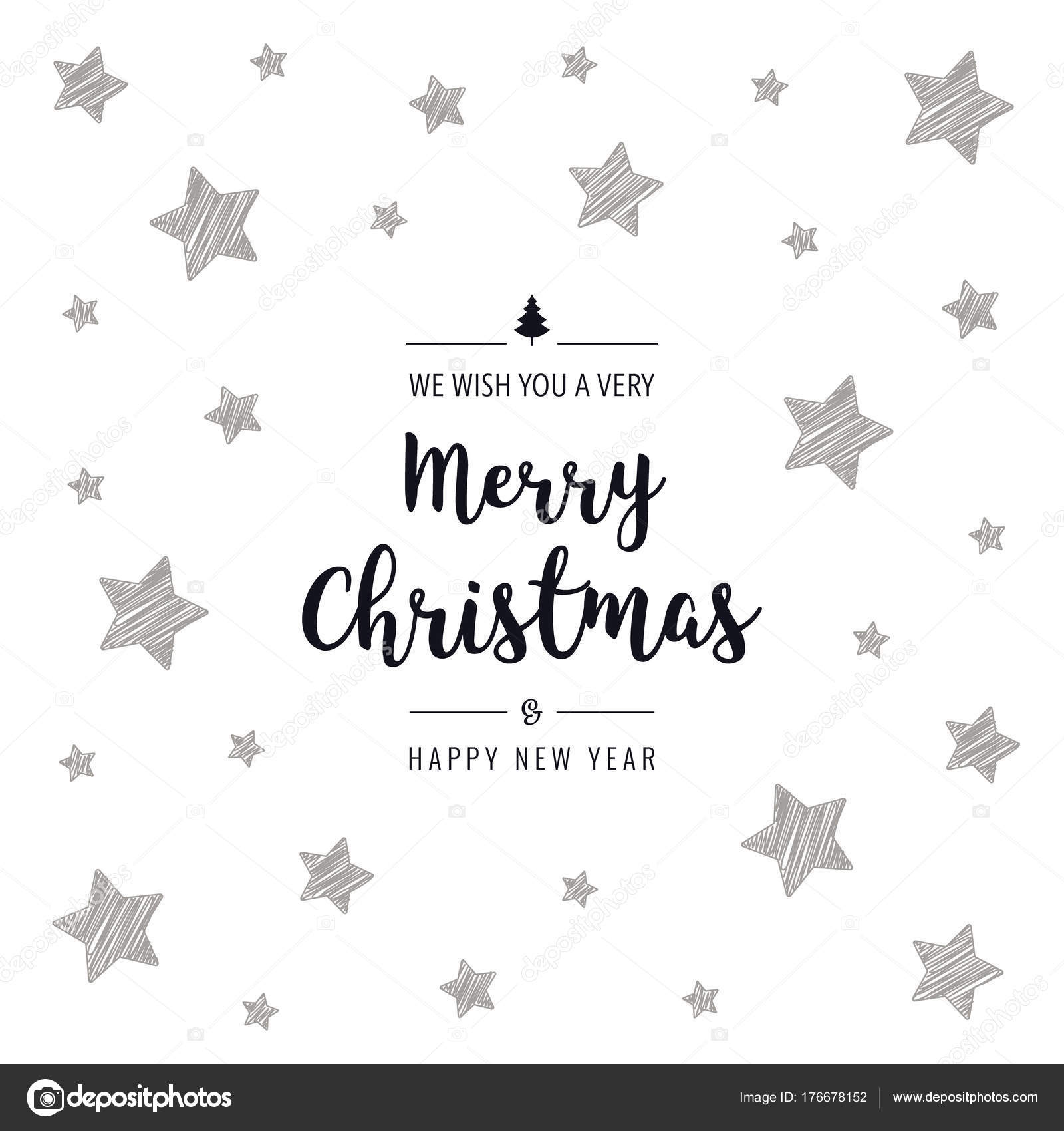 Weihnachts Grußkarte Freihand Zeichnen Von Text Sterne