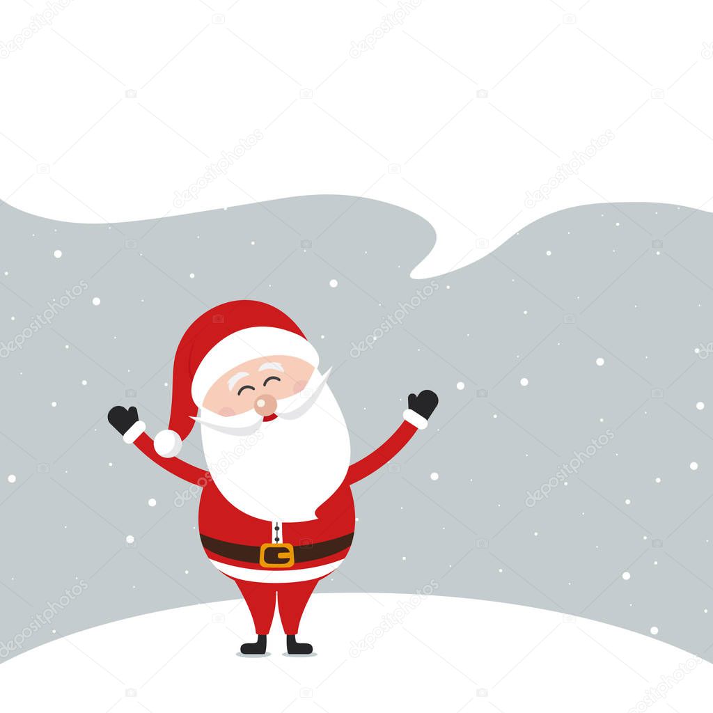 Santa claus speech bubble blank merry christmas gretting snow la