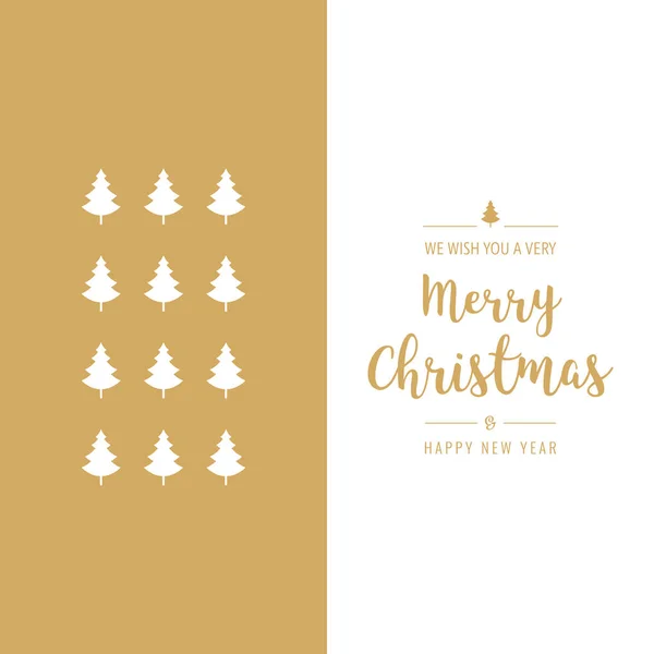 Frohe Weihnachten Grußkarte Baum Typ gold weiß — Stockvektor