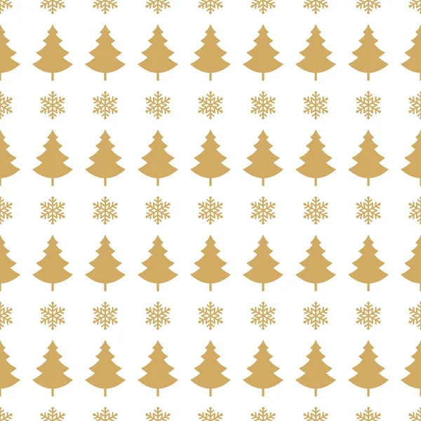 Árbol de navidad patrón inconsútil dorado blanco aislado fondo — Vector de stock