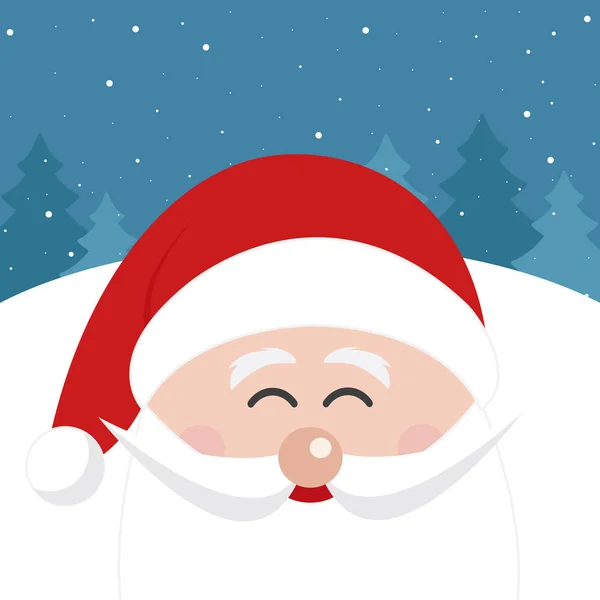 Gezicht van de Kerstman smile christmas wenskaart winterlandschap — Stockvector