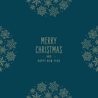 Noel kar taneleri süsleme çemberi tebrik kartı beyaz yeşil arka planda