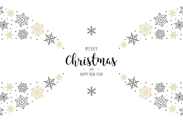 Karácsonyi hópelyhek elemek dekoráció lövés csillagok üdvözlő kártya fehér háttér — Stock Vector