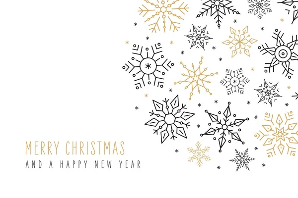Noël flocons de neige éléments ornements carte de vœux sur fond blanc isolé — Image vectorielle