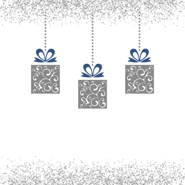 キラキラとシルバーハンギングクリスマスの装飾 — ストックベクタ