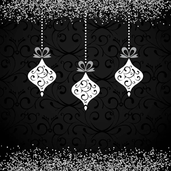 Zilver opknoping kerstversiering met Sparkle — Stockvector