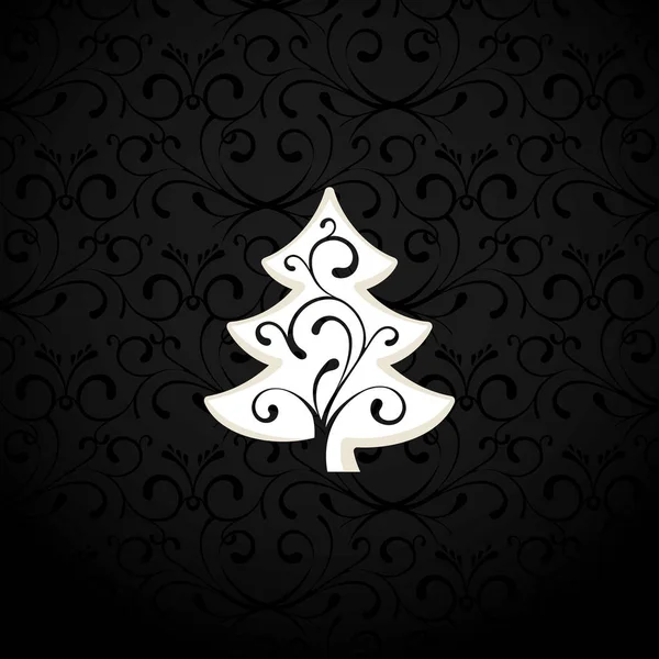 Elegante kerstkaart met kerstboom — Stockvector