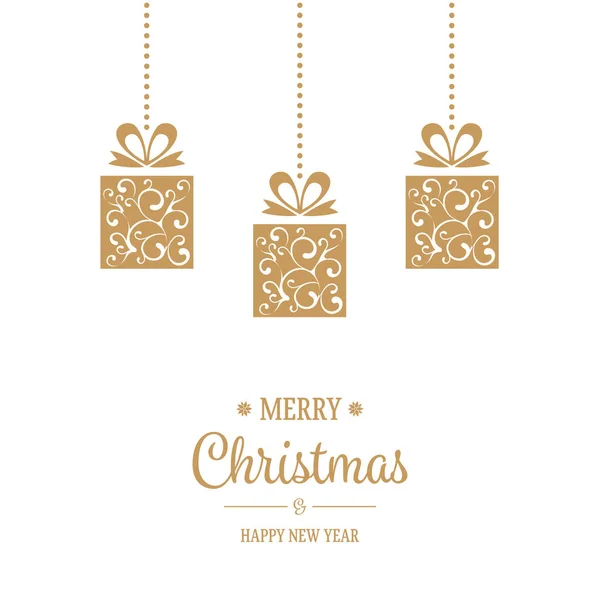 Závěsné zlaté vánoční dekorace — Stockový vektor
