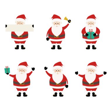 Noel Baba şirin karikatür seti Noel tebrik kartı geçmişi