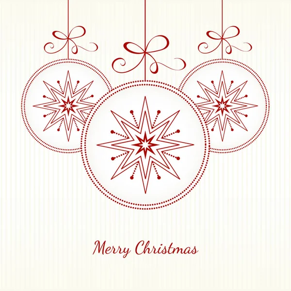 Snowflake bauble 우아 한 라인 디자인 크리스마스 인사 카드 흰색 배경 — 스톡 벡터