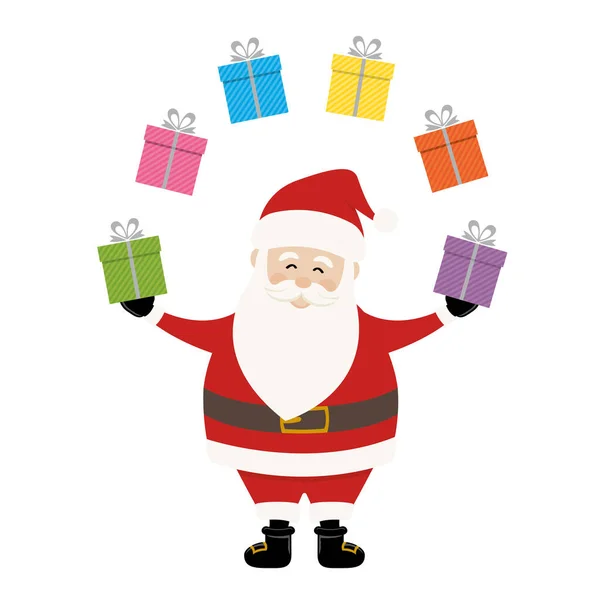 Santa Claus lindo de dibujos animados de Navidad tarjeta de felicitación de fondo — Vector de stock