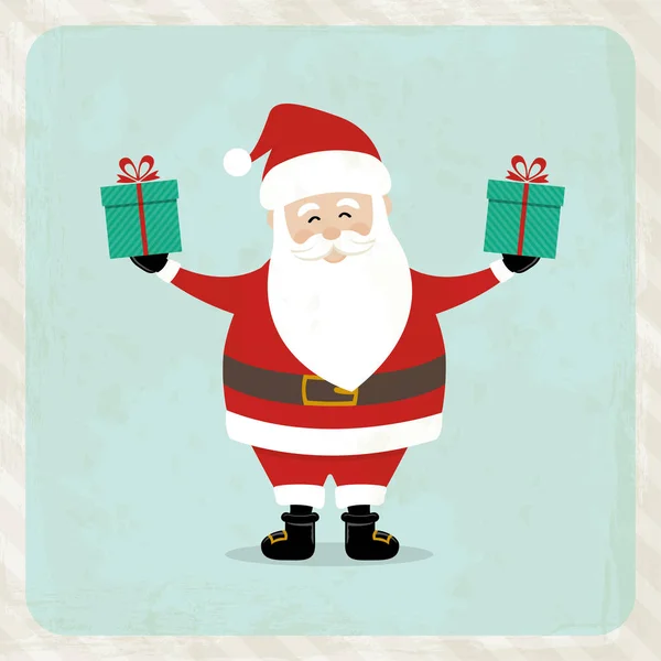 Santa Claus lindo de dibujos animados de Navidad tarjeta de felicitación de fondo — Vector de stock