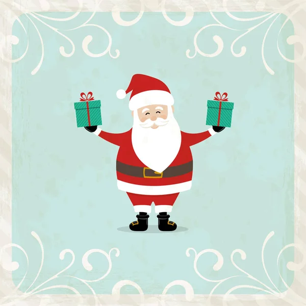 Santa Claus lindo de dibujos animados de Navidad tarjeta de felicitación de fondo — Vector de stock