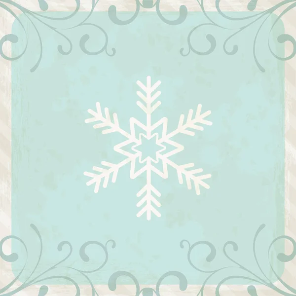Snowflake christmas greeting card blue ice background — Stock Vector