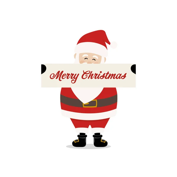 Père Noël tenir bannière Noël salutation fond blanc — Image vectorielle