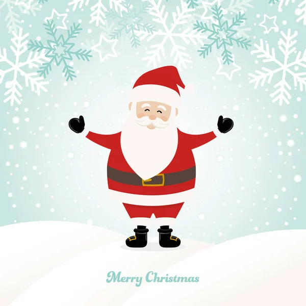 Precioso Santa Claus en el fondo de invierno con felicitaciones vector de fondo de la tarjeta de Navidad — Archivo Imágenes Vectoriales