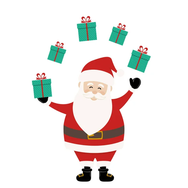 Bonito Papai Noel desenhos animados natal saudação vetor cartão fundo —  Vetores de Stock