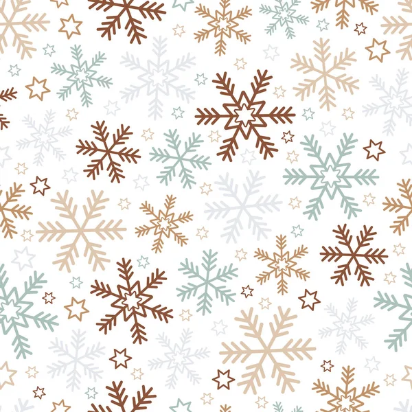 Copo de nieve patrón inconsútil tarjeta de felicitación de Navidad fondo — Vector de stock