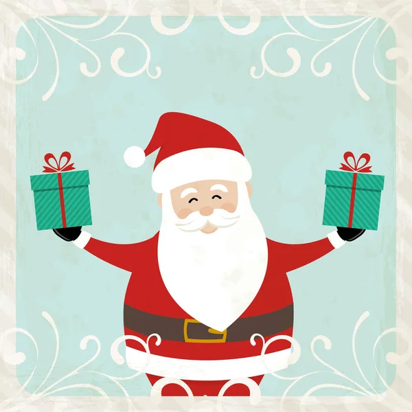 Santa Claus lindo de dibujos animados de Navidad tarjeta de felicitación de fondo — Vector de stock