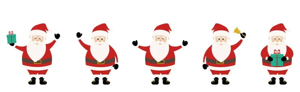 Santa Claus söt tecknad uppsättning jul gratulationskort bakgrund — Stock vektor