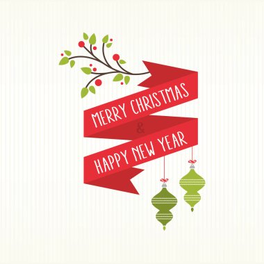 Dekorasyon beyaz arkaplanlı Noel Afişi