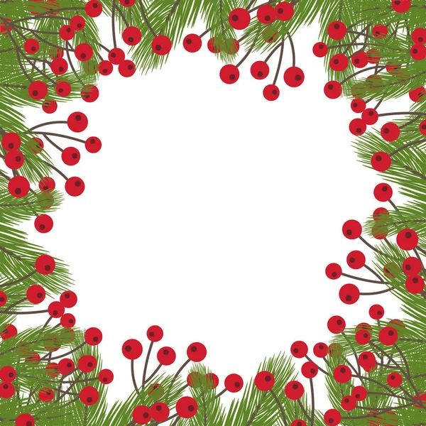 Weihnachtskarte mit Tannenzweigdekoration weißer Hintergrund — Stockvektor