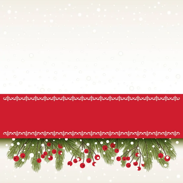 Banner de tarjeta de Navidad ramita de abeto decoración fondo blanco — Archivo Imágenes Vectoriales