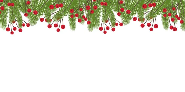 Biglietto di Natale con decorazione di ramoscello di abete sfondo bianco — Vettoriale Stock
