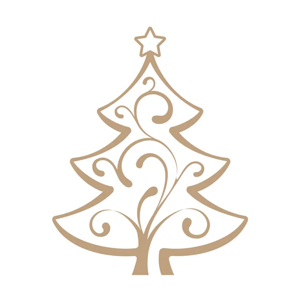 Elegante árbol de Navidad decoración tarjeta elemento fondo blanco — Archivo Imágenes Vectoriales