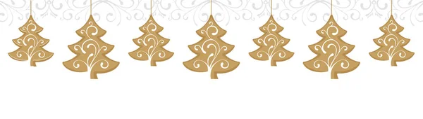 Χρυσά χριστουγεννιάτικα δέντρα κρέμονται διακόσμηση κάρτα στοιχείο φόντο — Διανυσματικό Αρχείο