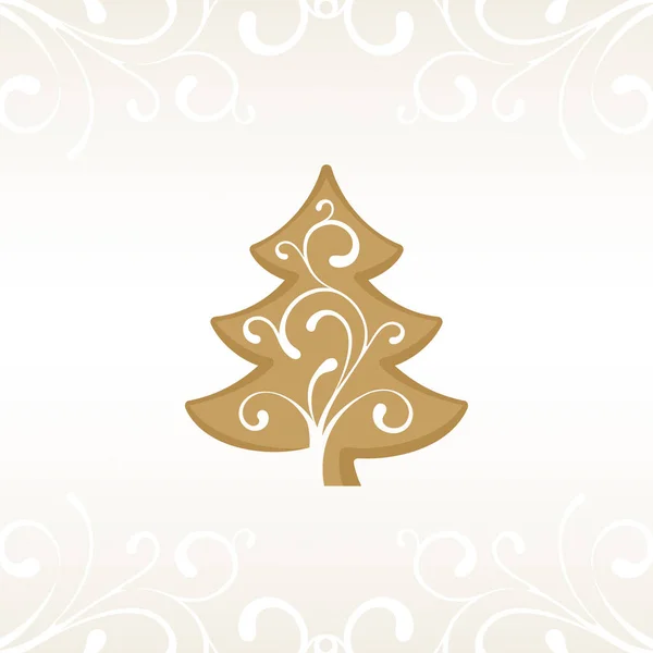 Golden Christmas Tree dekoration kort element bakgrund — Stock vektor