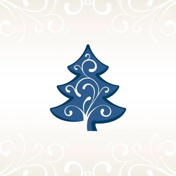Julgran med prydnader dekoration kort element bakgrund — Stock vektor