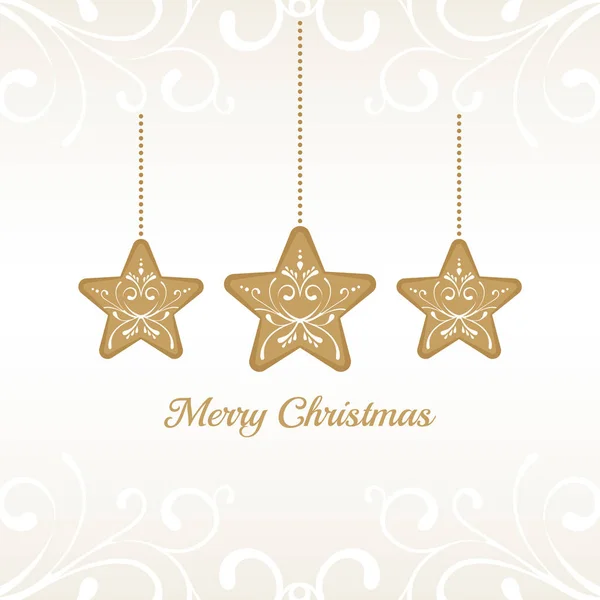 星の装飾カード要素の背景を持つクリスマスカード — ストックベクタ
