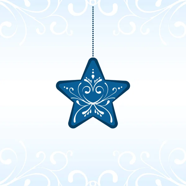 Рождественская открытка с голубой звездой украшения карточки фон — стоковый вектор